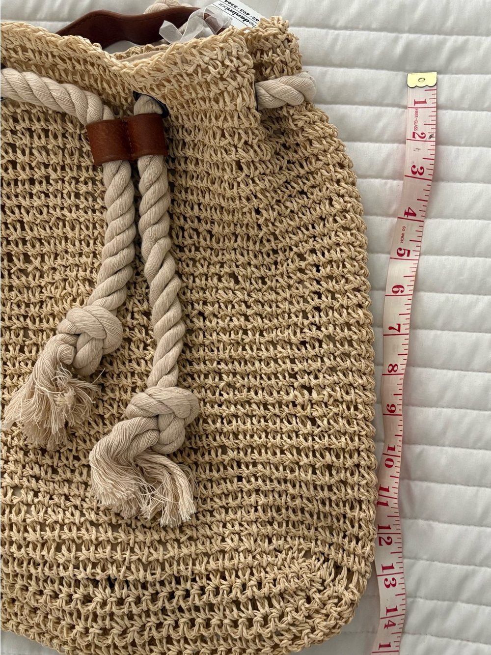 Woven Straw Drawstring Bucket Bag - backpack. Rope strap. NWT - Picture 4 of 6